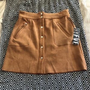 Suede Button-down Mini Skirt